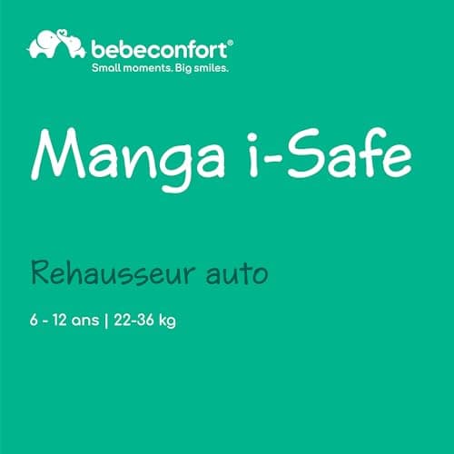 Bebeconfort Manga i-Safe | Réhausseur Voiture Enfant 6-12 ans | Sécurité Optimisée | Tissus Doux & Tinted Black | 128-15