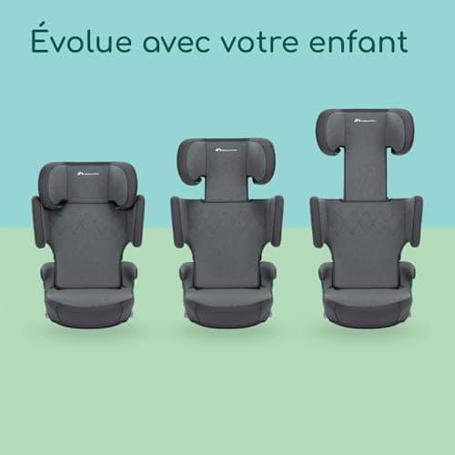 Siège auto rehausseur Bebeconfort RoadFix i-Size ISOFIX, dossier pliable léger, 14 positions d'appui-tête, rembourré, po