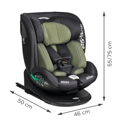 Ms BabyWorld Milos I-Size Siège Auto Pivotant à 360° | ISOFIX et Top Tether | Enfants de 0 à 12 ans | 40-150 cm (0-36 kg