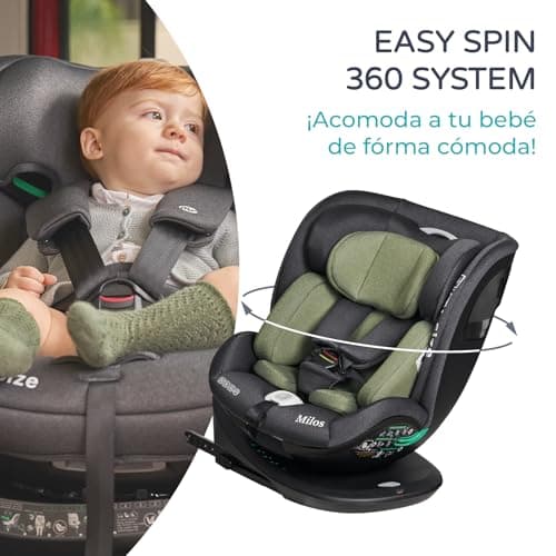 Ms BabyWorld Milos I-Size Siège Auto Pivotant à 360° | ISOFIX et Top Tether | Enfants de 0 à 12 ans | 40-150 cm (0-36 kg