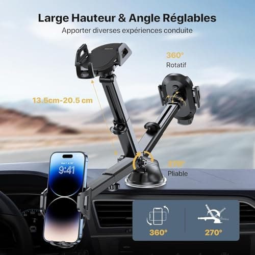 Miracase [4 en 1] Support Téléphone Voiture Militaire Ventouse & 360° Rotation Usager Militaire & Sport eminent pour Voi
