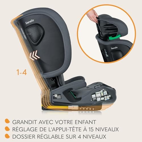 LIONELO NELLY Siège auto ISOFIX 76-150 cm | Contraire/Arrière, Sangle TT, Protection Latérale