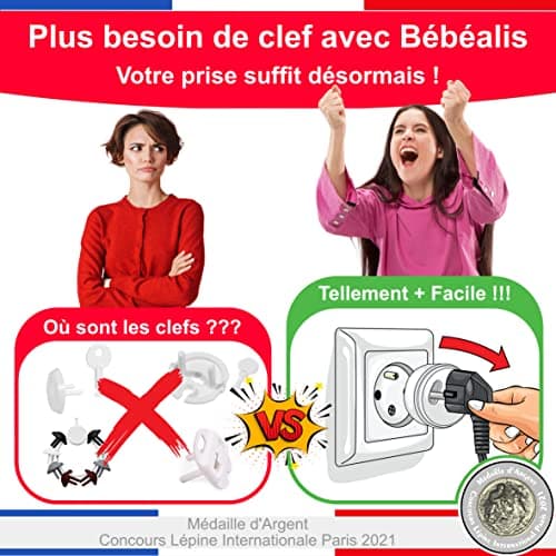 Cache Prise Bébé Français Amovible - Sécurité Domestique Pour Protection des Enfants - [Pack x20] Cache-Prise Bebe Made
