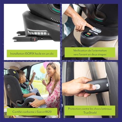 Siège auto Graco Turn2Me Grow i-Size R129 rotatif 360° pour enfants de 40 à 125 cm harnais 5 points ISOFIX
