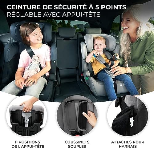 Kinderkraft COMFORT UP i-Size - Siège auto bébé Groupe 1/2/3 de 9 à 36 kg | Têtière ajustable 11 niveaux | Harnais 5 poi