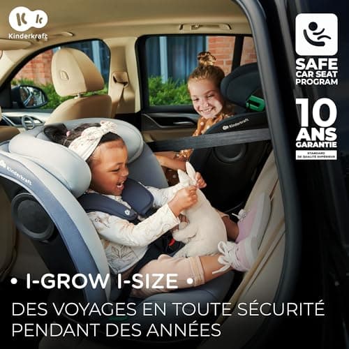 Kinderkraft I-GROW Siège auto bébé I-SIZE, evolutif 0 à 36 kg, dès la naissance pour 12 ans environ, protections latéral