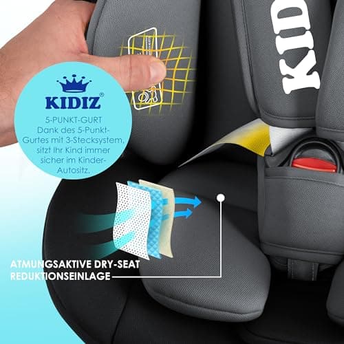KIDIZ® Siège auto Isofix Top Tether pour enfant | Siège auto pivotant 360° pour bébé | Siège auto groupe 0/1/2/3 dès la