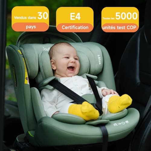 Siège auto Jovikids pivotant 360° ISOFIX ECE R129 pour enfants 40cm - 150cm | Protections latérales | Vert