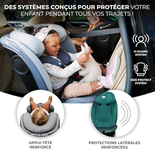 Kinderkraft I-GROW Siège auto bébé I-SIZE, evolutif 0 à 36 kg, dès la naissance pour 12 ans environ, protections latéral