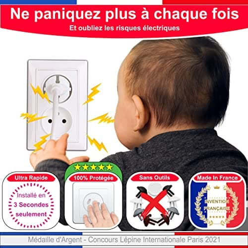 Cache Prise Bébé Français Amovible - Sécurité Domestique Pour Protection des Enfants - [Pack x20] Cache-Prise Bebe Made
