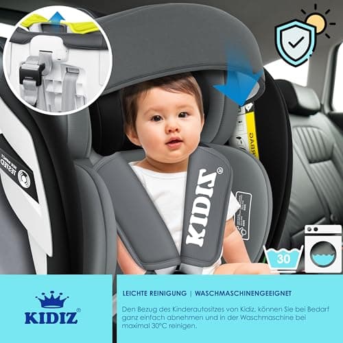 KIDIZ® Siège auto Isofix Top Tether pour enfant | Siège auto pivotant 360° pour bébé | Siège auto groupe 0/1/2/3 dès la