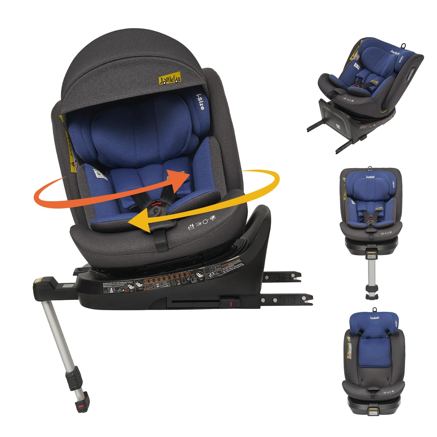 SiègeAutoJovikidsi-Size360°PivotantBébé0-12ansEnviron0à36kgEnvironECER12912PositionsRWFFWBleu