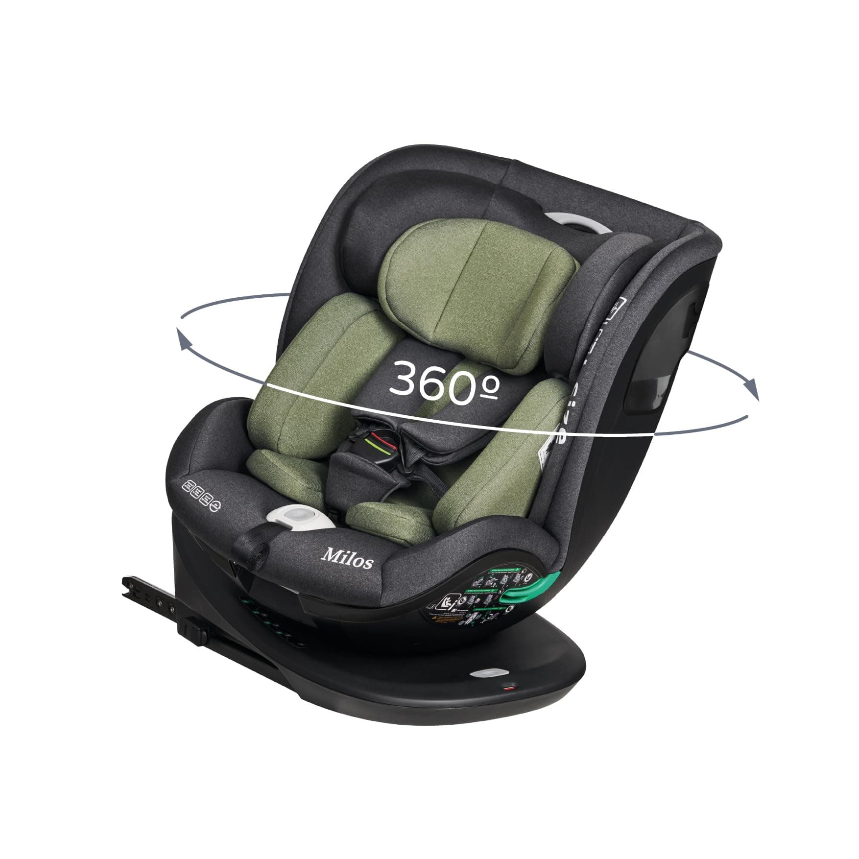 Ms BabyWorld Milos I-Size Siège Auto Pivotant à 360° | ISOFIX et Top Tether | Enfants de 0 à 12 ans | 40-150 cm (0-36 kg