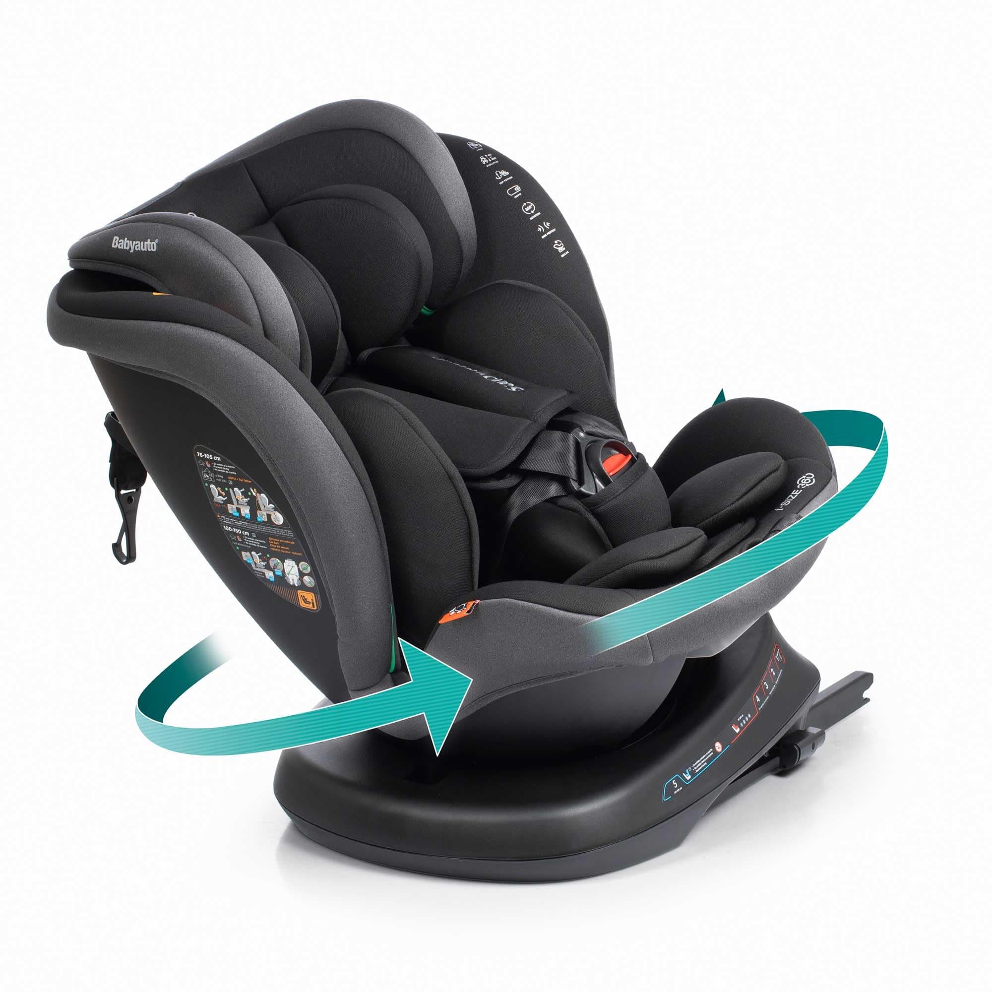 BABYAUTO Siège Auto Rodia Plus i-Size (Dos à la route jusqu’à 105 cm, Rotation 360°, Protection Latérale) - Stone Grey -